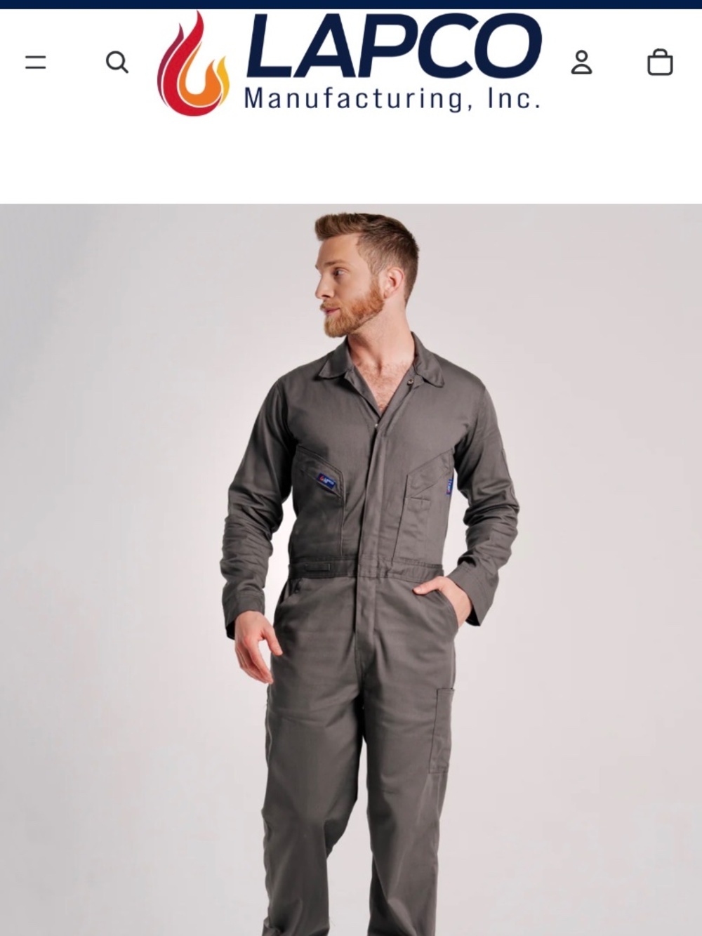 LAPCO FR Jumpsuit Men Med Gray Flame Resistant Workwear Mechanic Preowned